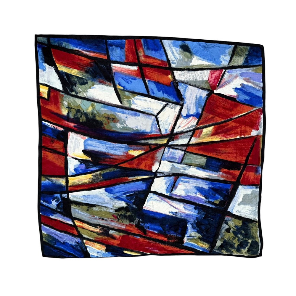 Vintage Echo CBS Silk Scarf Abstract Geometric Stained Glass Print Made in Japan